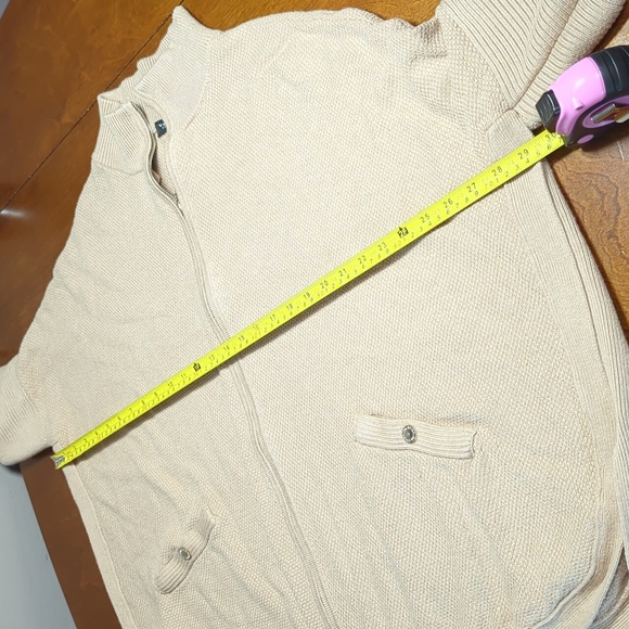 White House Black Market Modal Tan Knit Cardigan Sweater Zip Medium - Picture 4 of 17